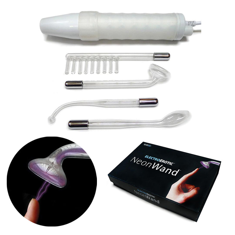 KinkLab Neon Wand Electrosex Kit ( White handle/Purple Elec)