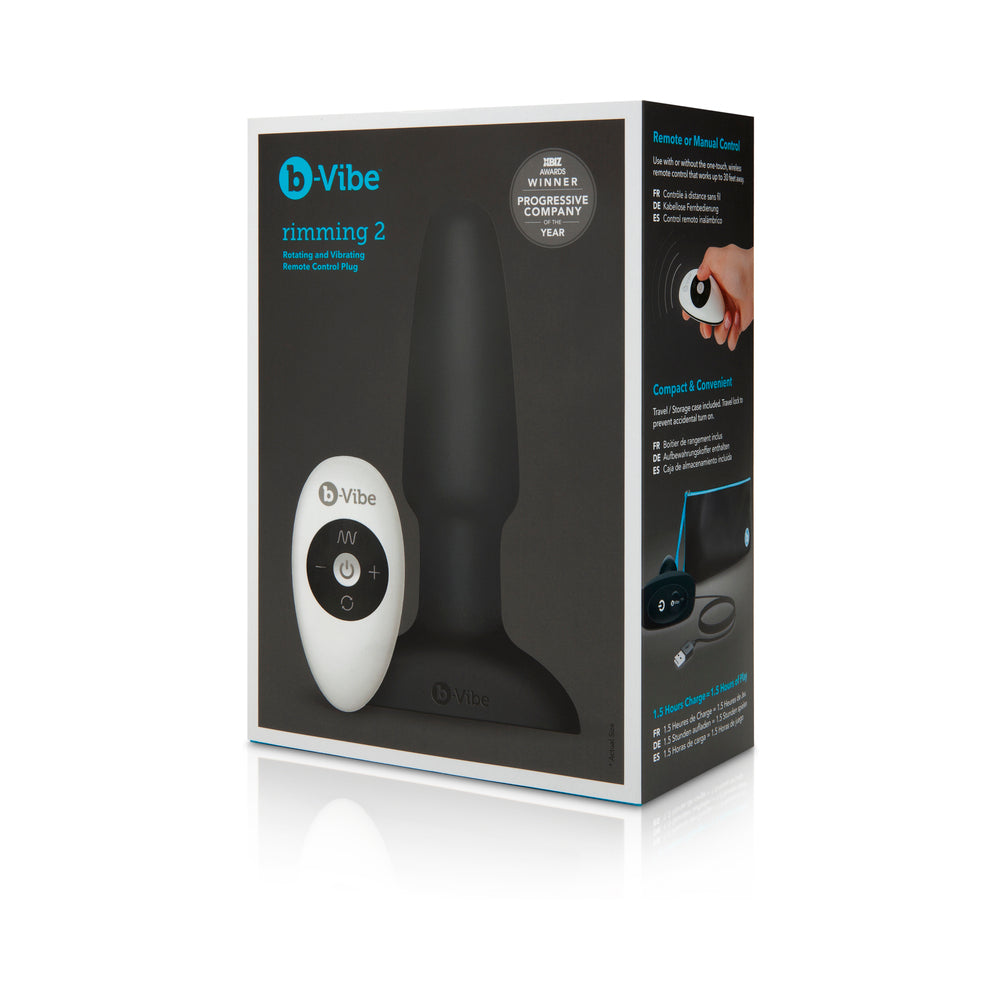 b-Vibe Rimming 2 Rotating and Vibrating Remote Control Plug Black