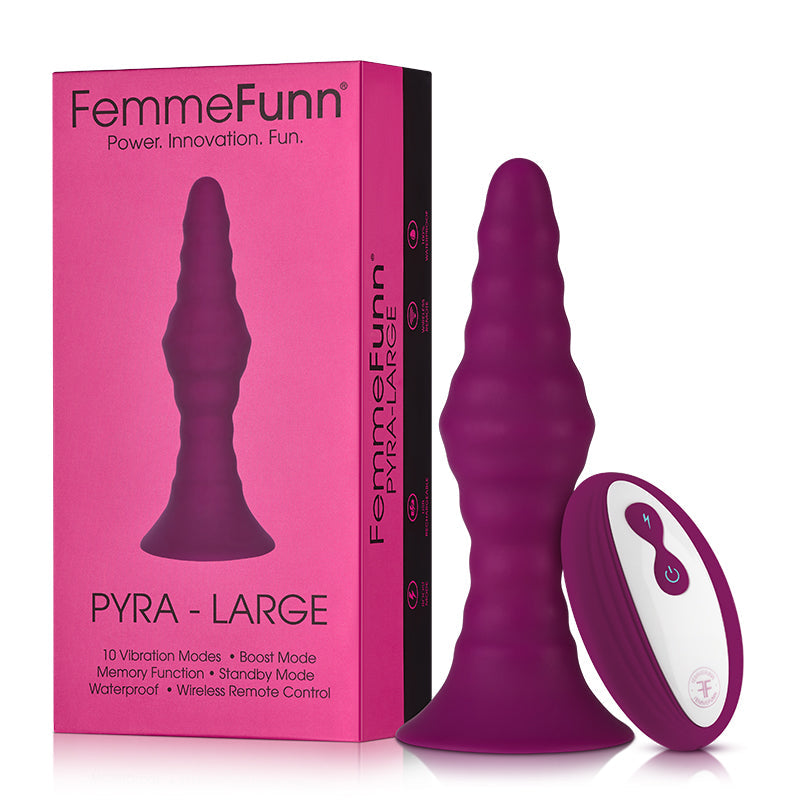 FemmeFunn Pyra Rechargeable Remote-Controlled Silicone Vibrating Anal Plug Large Dark Fuchsia