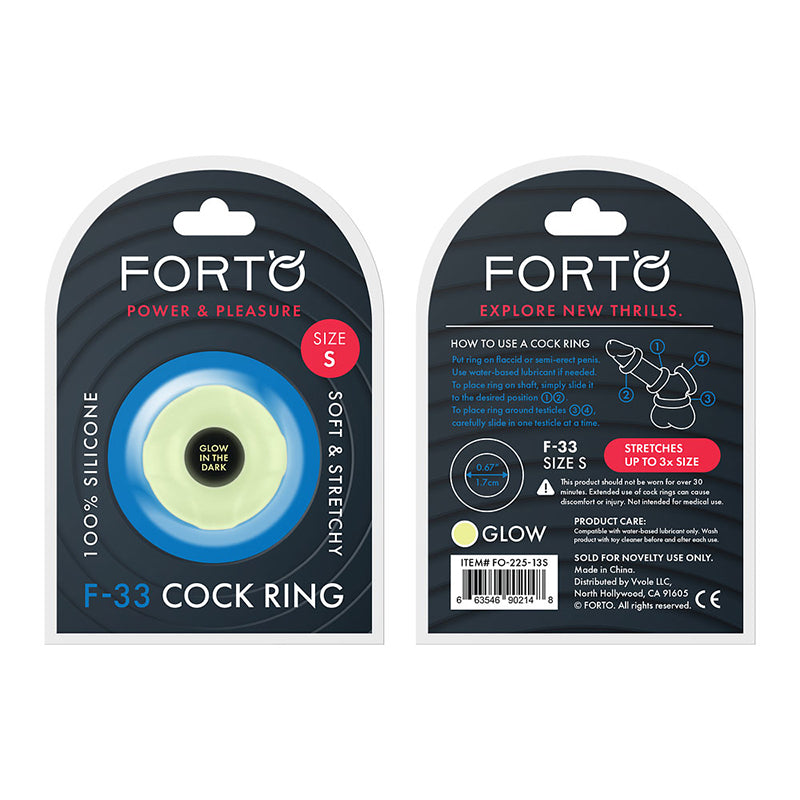 Forto F-33 Liquid Silicone Cockring Small Glow