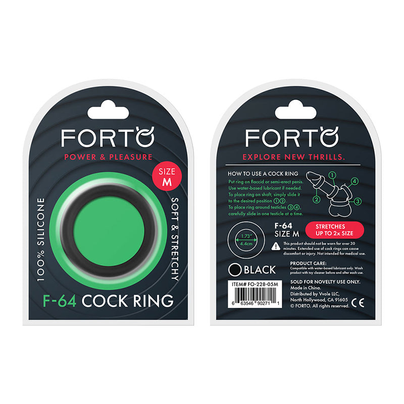 Forto F-64 Wide Liquid Silicone Cockring Medium Black