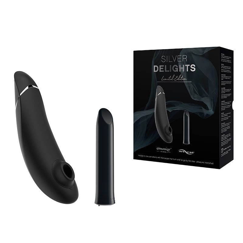 We-Vibe x Womanizer Silver Delights Collection Pleasure Set (Tango & Womanizer) Black