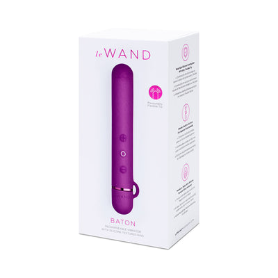 Le Wand Chrome Baton Rechargeable Silicone Mini Vibrator Dark Cherry