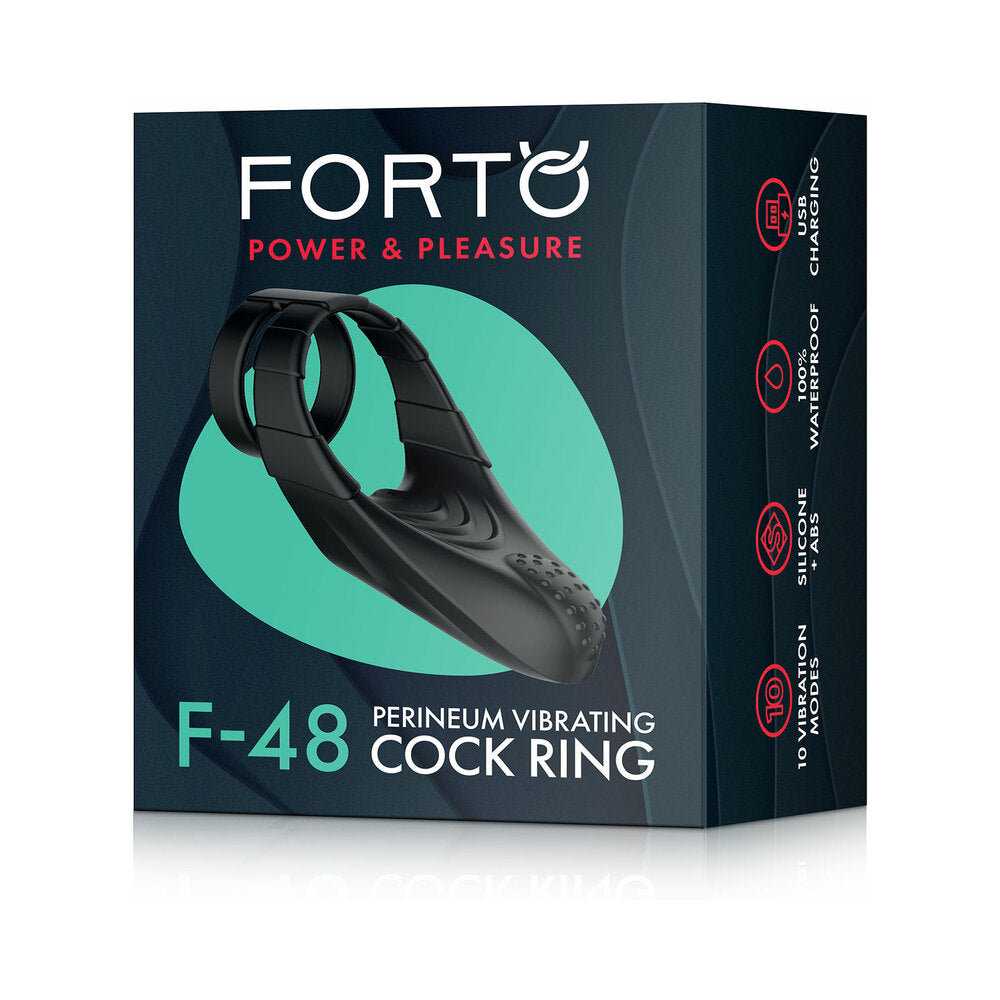 Forto F-48 Rechargeable Silicone Perineum Vibrating Double Cockring Black