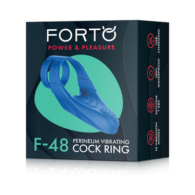 Forto F-48 Rechargeable Silicone Perineum Vibrating Double Cockring Blue