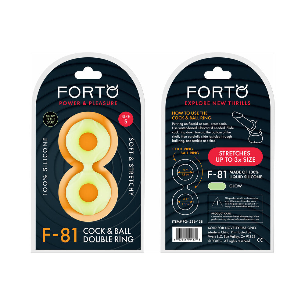 Forto F-81 Liquid Silicone Cock & Ball Double Ring Small Glow