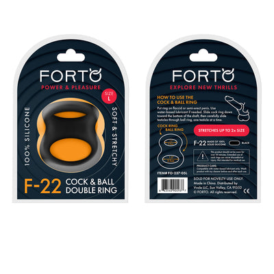 Forto F-22 Liquid Silicone Cock & Ball D-Ring Medium Black