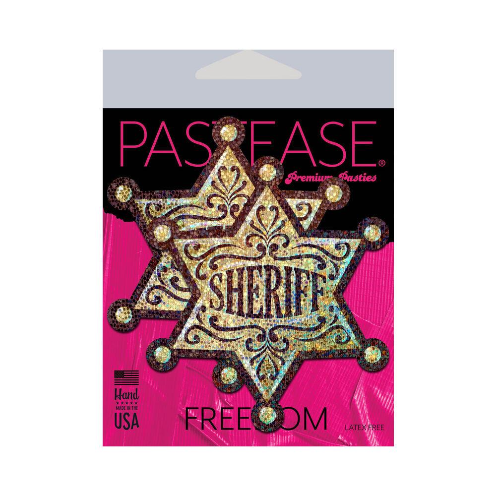 Pastease Sheriff Star: Glittering Golden Sheriff''s Badge Nipple Pasties