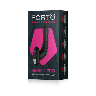 Forto Ribbed Pro Rechargeable Silicone Vibrating Anal Massager Black