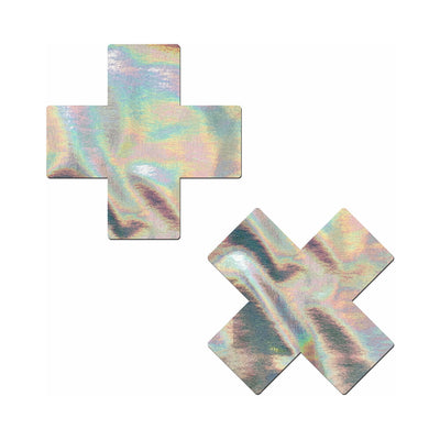 Pastease Holographic Crosses Pasties Silver